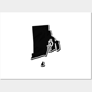 Black Rhode Island Outline Posters and Art